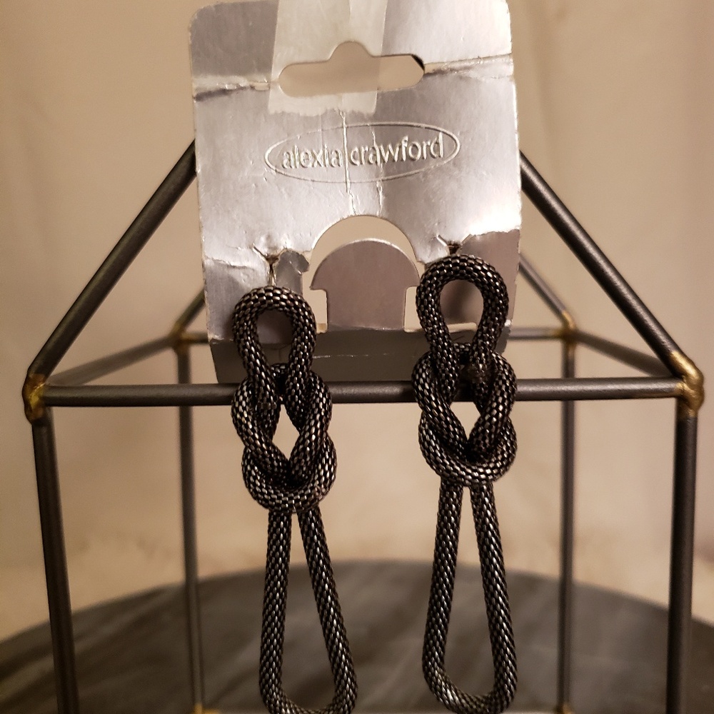 NWT ALEXIA CRAWFORD Braided Silver Dangling Earrin